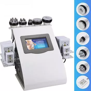 Кавитационная машина 6 в 1 Устройства для коррекции фигуры 8 лазерных подушечек Радиочастота RF 40K Cavi Вакуумная липосакция Сжигание жира Удаление морщин белый