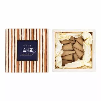 Kayuragi Sandalwood Сандаловое дерево Конус 12 благовоний с подставкой для благовоний Nippon Kodo Incense Благовония палочки Сделано в Японии Коробка из павловнии Сандаловое дерево