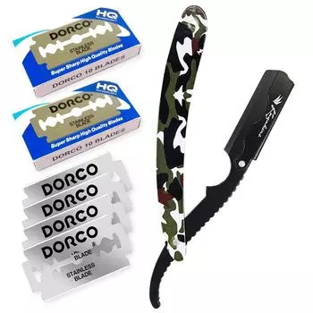 Kazakiri Premium Camouflage Authentic Close Shave Razor Straight Leather Body 40 сменных лезвий Western Razor + (20 шт.) Мужской