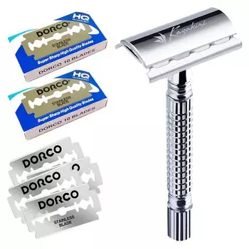 Kazakiri W Authentic Close Shave Double Edge Razor Body 20 запасных лезвий бритва для бритья лица + для мужчин