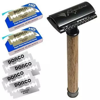 Kazakiri W Axt Wooden Authentic Close Body 20 Сменная борода для бритья лица для ручки, бритья, бритвы с двойным лезвием, + лезвия, бритва, бритва, для мужчин,