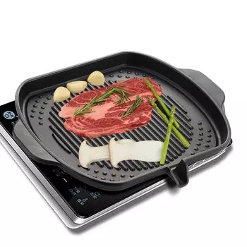 KAZARIKO IH Samgyeopsal Teppanyaki Yakiniku Plate Korean BBQ BBQ Sangyeosal Direct Fire Grill Pan Диаметр 38 см x Большой размер 32,5 см
