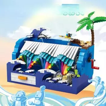 Музыкальная шкатулка KAZI 10009, модель «Погоня за волнами в летней серии», креативные игрушки «сделай сам», строительные блоки, подарок для мальчиков, 818 шт.