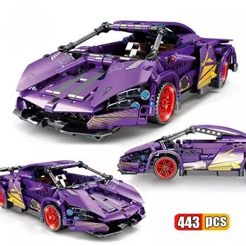 KAZI 443 шт. городской спортивный автомобиль, технические супергоночные строительные блоки, классический спортивный гонщик, механический автомобиль, кирпичи, игрушки для детей