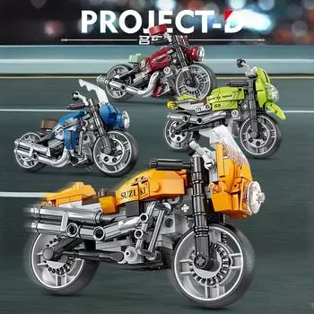 KAZI 6151 Винтажный мотоцикл для гонок на мотоциклах для мальчиков, строительный блок, игрушка в подарок