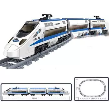 KAZI 98227 415PCS GBL Battery Powered Electric Train High Speed Rail DIY Building Block Gift Toys for Children