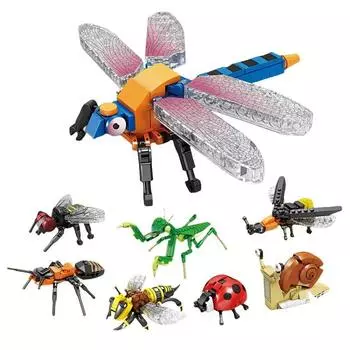 KAZI Brick Toys Big Mantis Animal Модель MOC Строительные блоки Стрекоза Детская сборная игрушка Подарок на день рождения