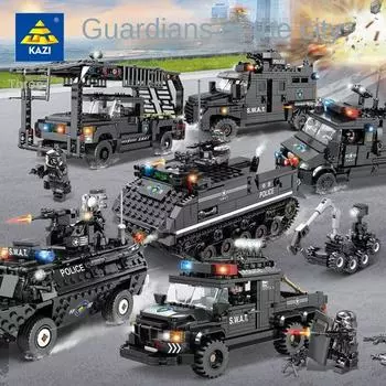 KAZI City Guardian специальные полицейские строительные блоки Hummer модель полицейской машины детские развивающие игрушки своими руками в сборе