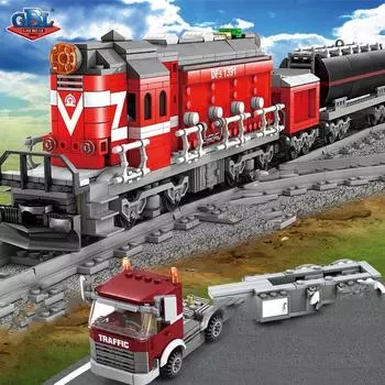 KAZI City Series Модель грузового поезда 98219 Набор строительных блоков Классический Technic DF5 Тип Дизельный локомотив MOC Toys 1002 шт.