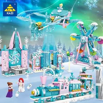 KAZI Девушка Строительный Блок Принцесса Карета Замок Мечты Головоломка Сборка DIY Игрушка Свет