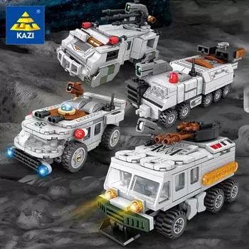 KAZI Energy Transfer Armed Car Aerospace Building Blocks 4-in-1 Set Gift Box Подходит для собранных игрушек для мальчиков