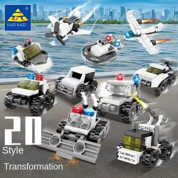 KAZI Mini City Police Мозговой штурм Собранные строительные блоки Детский сад Подарочный киоск Игрушки