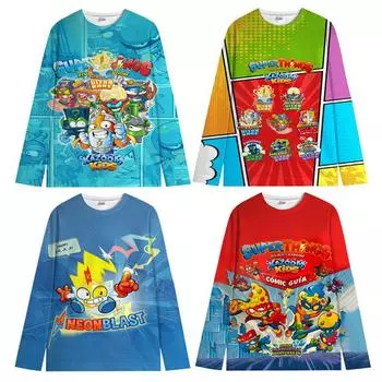 Kazoom Kids Crewneck свитер рубашки Super Zings аниме детские толстовки Superzings весна осень свитшоты с круглым вырезом детская одежда подарок 100 белый