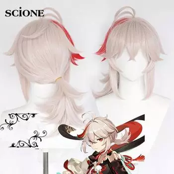 Kazuha Косплей Парик Genshin Impact 46 см Короткие Волосы Аниме Косплей Хэллоуин Термостойкие Синтетические Парики