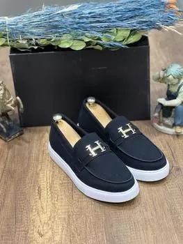 KB-027 Черная замшевая повседневная мужская обувь на шнуровке H