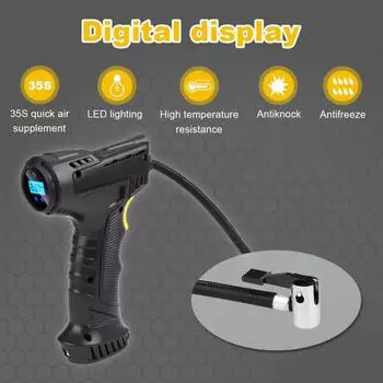 KBD автомобильный насос для шин и монитор давления в шинах, умные цифровые дисплеи, перезаряжаемое оборудование для накачки шин, автомобильный воздушный насос 120 Вт B чёрный