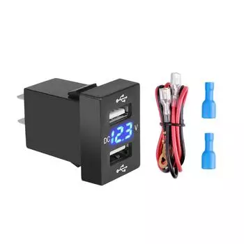 KBT 3.1A 12-24V Автомобильное зарядное устройство, двойной USB-порт, адаптер для зарядки мобильного телефона со светодиодным вольтметром для Suzuki Toyota Dual USB красный