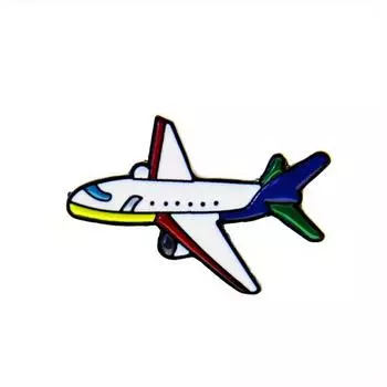 KC gold-plated zinc alloy cartoon airplane brooch pin, bright pink/green airplane pattern, cute and multi-purpose bag hanger синий