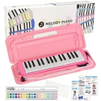 KC Kyoritz Keyboard Harmonica Melody Piano 32 Keys Pink name sticker P3001-32K/PK (Do-Re-Mi sticker, cloth, included)
