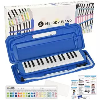 KC Kyoritz Keyboard Harmonica Melody Piano 32 Keys Blue name sticker P3001-32K/BL (Do-Re-Mi sticker, cloth, included)