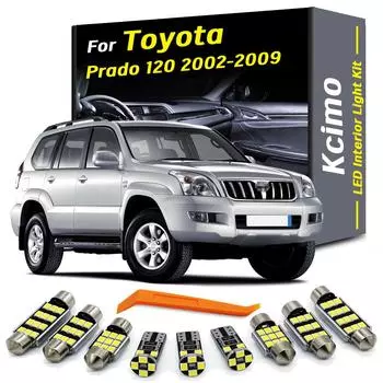Kcimo17Pcs полный комплект светодиодных ламп для чтения в салоне, дверной светильник для Toyota Prado 120 LC120 2002 2003 2004 2005 2006 2007 2008 2009 17Pcs белый