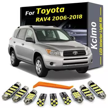 Kcimo 10 шт. светодиодный внутренний плафон для чтения багажная пластина лампочка комплект для Toyota RAV4 2006 2008 2010 -2012 2014 2015 2016 2017 2018 Beige белый