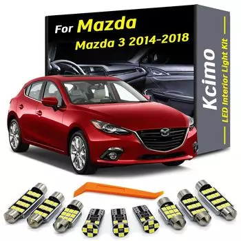 Kcimo 11 шт. Автомобильный светодиодный комплект внутреннего плафона для Mazda 3 BM BN Mazda3 2014 2015 2016 2017 2018 Солнцезащитный козырек багажника Лампочка Canbus 11Pcs
