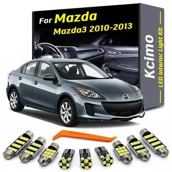 Kcimo 11 шт. светодиодных лампочек для салона, комплект для номерного знака Mazda 3 BL Mazda3 2010 2011 2012 2013, зеркало, багажник, лампа Canbus 11Pcs белый