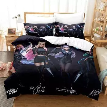 Kda The Baddest Bedding Set Single Twin Full Queen King Size Bed Set Aldult Kid Bedroom Duvetcover Sets Anime Bed Sheet Set 70x133cm 2pcs