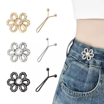 [KDSSYFT] регулировка талии кнопками 6 частей пряжка в форме цветка с заклепками джинсовая пряжка без швов съемная пуговица регулируемая юбка (3 цвета, В)