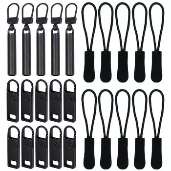 KDSSYFT zipper pull eggplant style metal zipper tab nylon cord for replacement fastener repair kit DIY handmade charm (Set of 25)