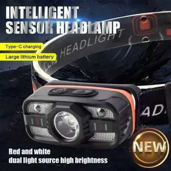 KDULIT Portable LED Headlamp USB Rechargeable Light with Built in Battery Waterproof Fishing Head Torch Outdoor Camping Lantern