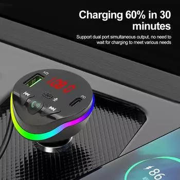 Kebidumei Bluetooth 5.0 FM-передатчик с PD и USB-зарядным устройством для быстрой зарядки Bluetooth-адаптер для автомобиля Hi-Fi Music/Cear Calling Car Kit