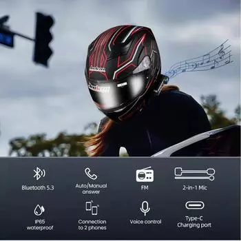 Kebidumei BT36 мотоциклетный шлем Bluetooth гарнитура водонепроницаемый IPX7 стерео наушники динамик шумоподавление 600 мАч для мото