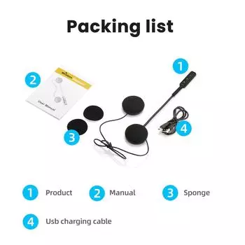 Kebidumei Мотошлем Гарнитура Bluetooth 5.0 Динамик Ультратонкие мотоциклетные наушники BT 5.0 Беспроводные наушники для катания на лыжах Громкая связь Вызов Воспроизведение музыки