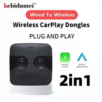 Kebidumei Wireless CarPlay Android Auto 2 в 1 Box беспроводной адаптер Spotify для Mazda Toyota Mercedes Peugeot Volvo Haval MG Kia