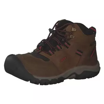 KEEN Ridge Flex Mid WP Trekking Shoes Size Kids (Sizes 15.0-19.5cm), Waterproof, Bison/Red Carpet, 21.0cm