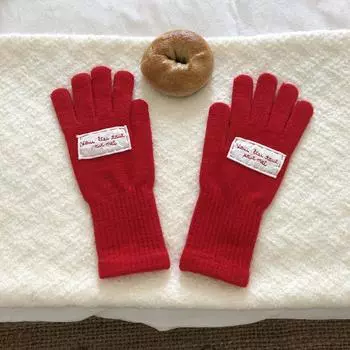 Keep Warm Riding Gloves Full Finger Mittens Cute Wool Knitting Gloves Female
