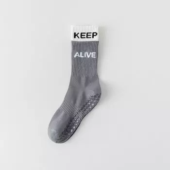 Keep Yoga Socks Professional Non Slip Aerobics Female Middle Tube Socks Indoor Pilates Exercise Fitness Dance Room Socks Grey free size