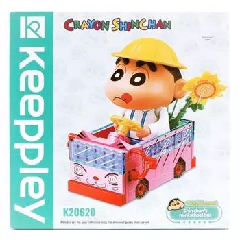 keeppley Мини-автобус школьного автобуса Crayon Shin-chan, совместимые блоки LEGO, корейский автомобиль, аксессуары