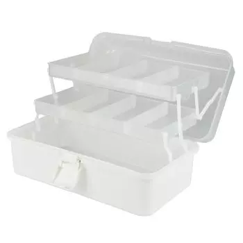 KeepRise Large Foldable Storage Case for Fishing and Sewing Supplies 3-Tier Toolbox, Capacity, Tackle, Tools, Cosmetics, (White) белый