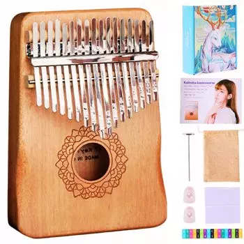 KeiSquare Kalimba 17 Key Thumb Piano Beginner Set Mahogany Full Set Thumb Musical Instrument Ethnic Instrument Musical Instrument Set Kalimba Gift