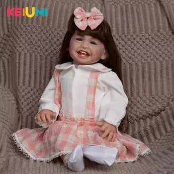 KEIUMI 24-дюймовые куклы Reborn Baby Mila Real Touch, тканевые виниловые куклы для новорожденных, красивые игрушки для детей, подарок на день рождения