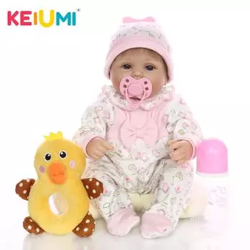 KEIUMI 42 см, кукла реборн для девочек, реалистичная силиконовая мягкая хлопковая кукла, реалистичная детская игрушка, кукла для ребенка, подарок на день рождения 17 inch синий