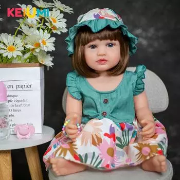 KEIUMI 55 см полностью силиконовые Reborn для маленьких девочек принцесса детские куклы реалистичные с кепкой одетые куклы Bebe игрушечные лошадки детский подарок на день рождения