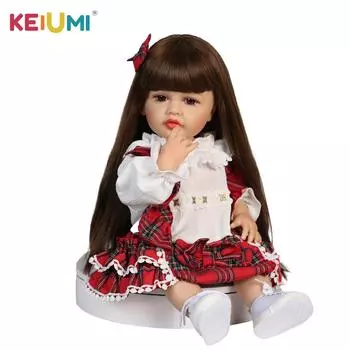 KEIUMI косплей принцесса реборн куклы для девочек тело полностью силиконовый винил водостойкий bebe Reborn для новорожденных 55 см конечности могут вращаться кукла 55cm коричневый