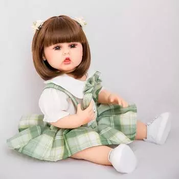 KEIUMI Кукла реборн для новорожденных 55 см, полностью силиконовая виниловая реалистичная детская кукла для девочек, высококачественные студенческие детские куклы, игрушки для косплея 22 inch коричневый