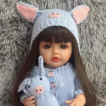 KEIUMI реалистичные куклы Reborn с героями мультфильмов, 55 см, косплей, свинья, кукла для новорожденных, для девочек, полностью силиконовые, виниловые игрушки для тела 22 inch about 55 cm синий