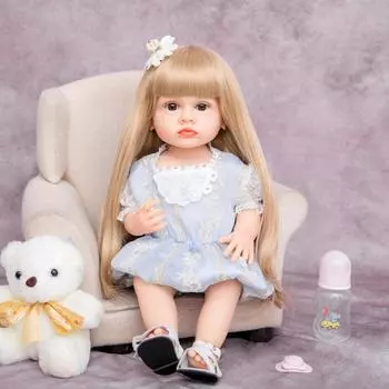KEIUMI Reborn Baby Dolls Toy 55cm Made of KEIUMI Full Silicone Vinyl Waterproof Bebe Girl Doll with Long hair Child Playmates 22 inch about 55 cm коричневый