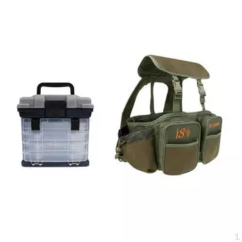 Кейс для хранения с 4 регулируемыми отделениями, коробкой для рыболовных снастей и сиденьем